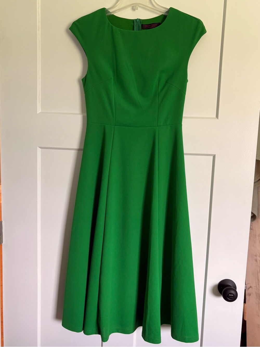 Rebecca Taylor Bright Green Cap-Sleeve Midi Fit-and-Flare Dress